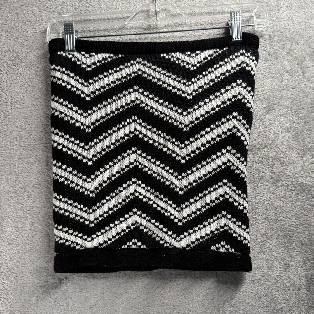 Lululemon Cashmere Blend Chevron Knit Neck Warmer OS Gaiter Black White Winter